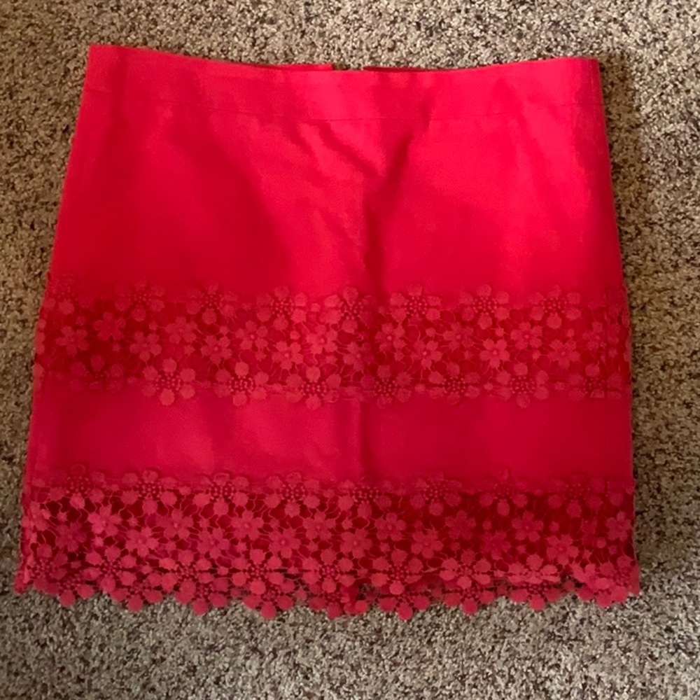 Red Floral Lace Women's Skirt